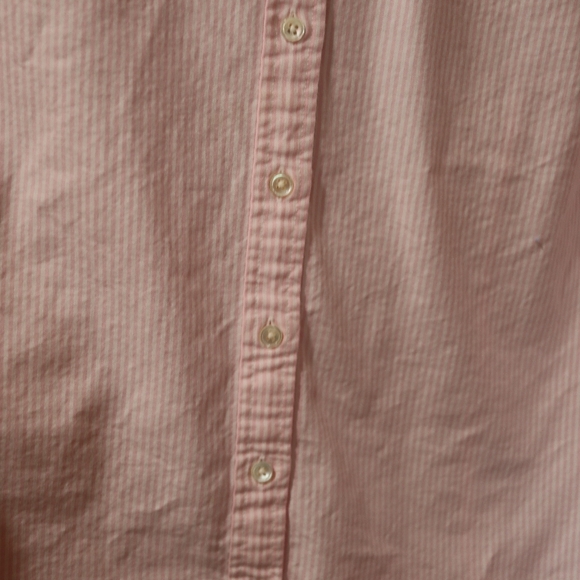 Lands' End Light Pink Striped Cotton Button-Down Shirt Long Sleeve 8 - Picture 5 of 11